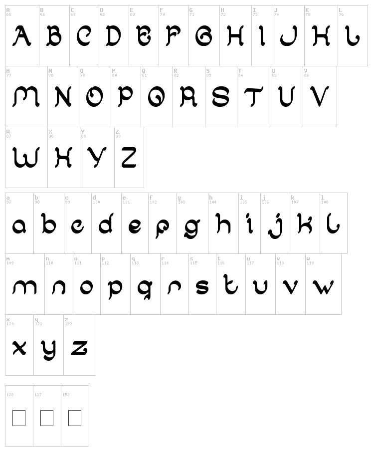 Arabian Knight font map